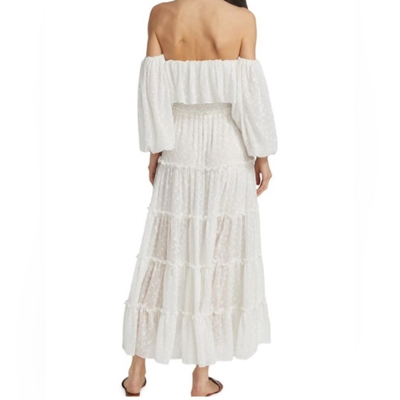 Misa Los Angeles Cassandra Tiered Maxi Dress White On or Off-Shoulder Small NWT - Picture 5 of 15